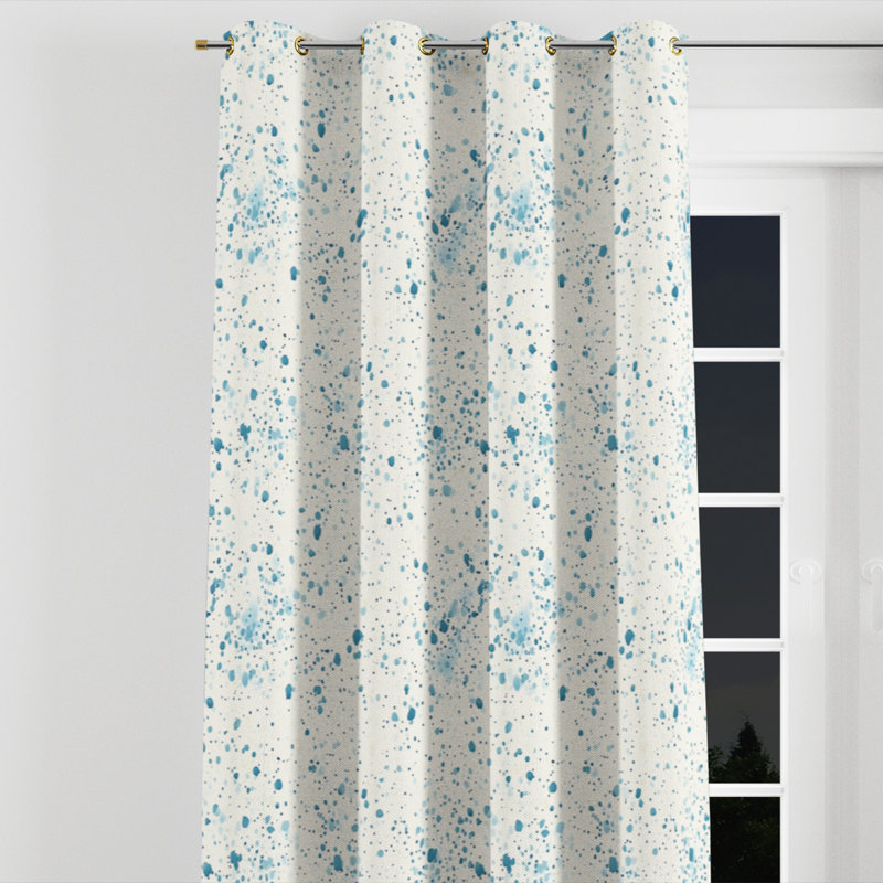 Abstract Room Darkening Curtains - Ivory Borbon Grommet Curtain - 1 Panel, Gold Grommets, 52" W x 90" L