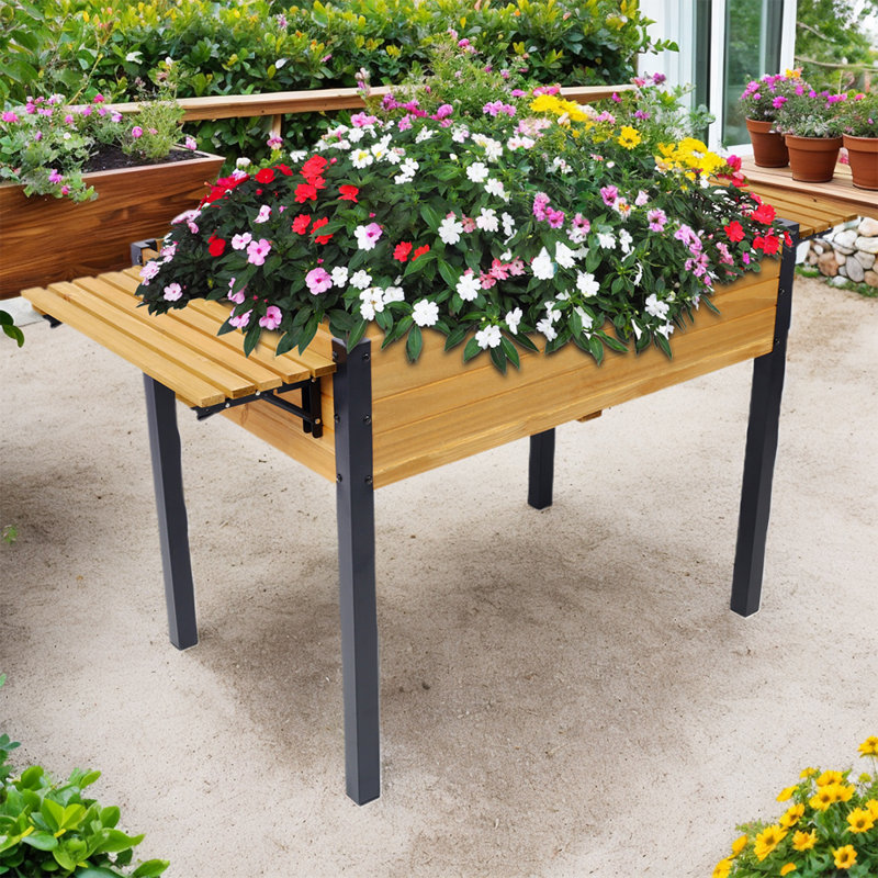 Nayloni Wood Elevated Planter, Wood, 29.5" H x 52.7" W x 23.6" D