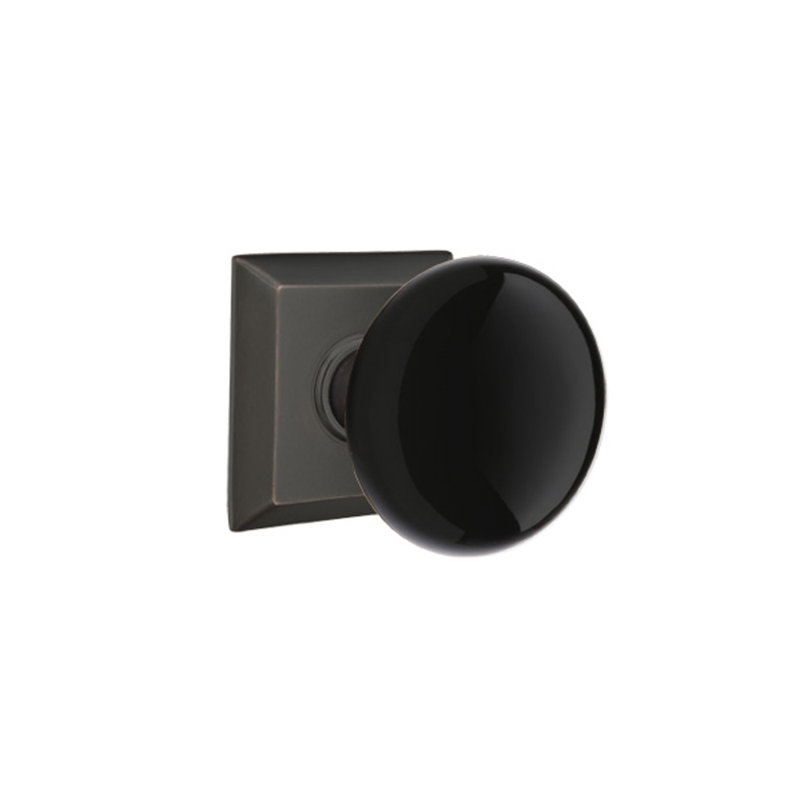 Double Dummy Ebony Knob with Quincy Rose, Oil Rubbed Bronze