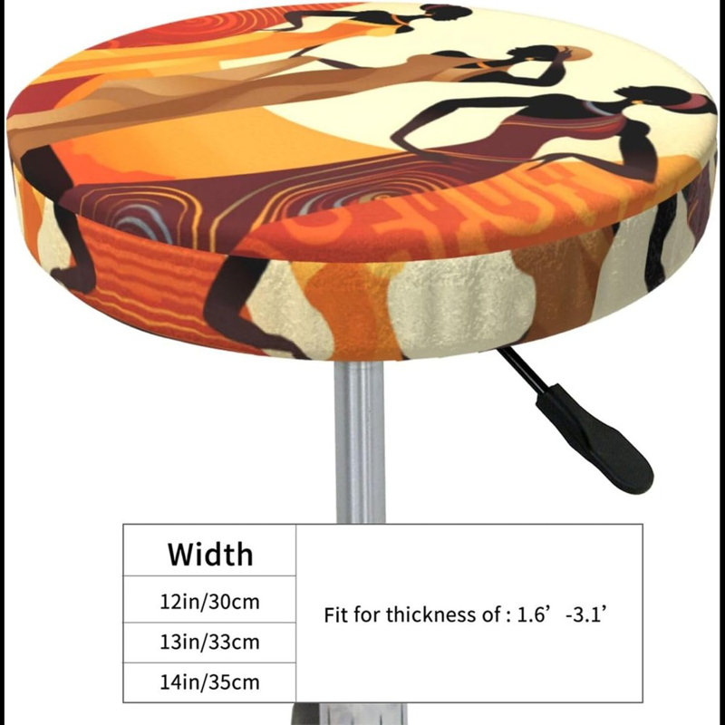 African Girls Bar Stool Covers Round, Soft Bar Stool Seat Cover Cushion 14 Inch