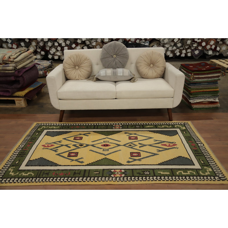 Tapis géométrique en laine Kilim