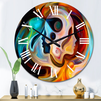Blue Orange and Red Liquid Art - Modern Wall Clock