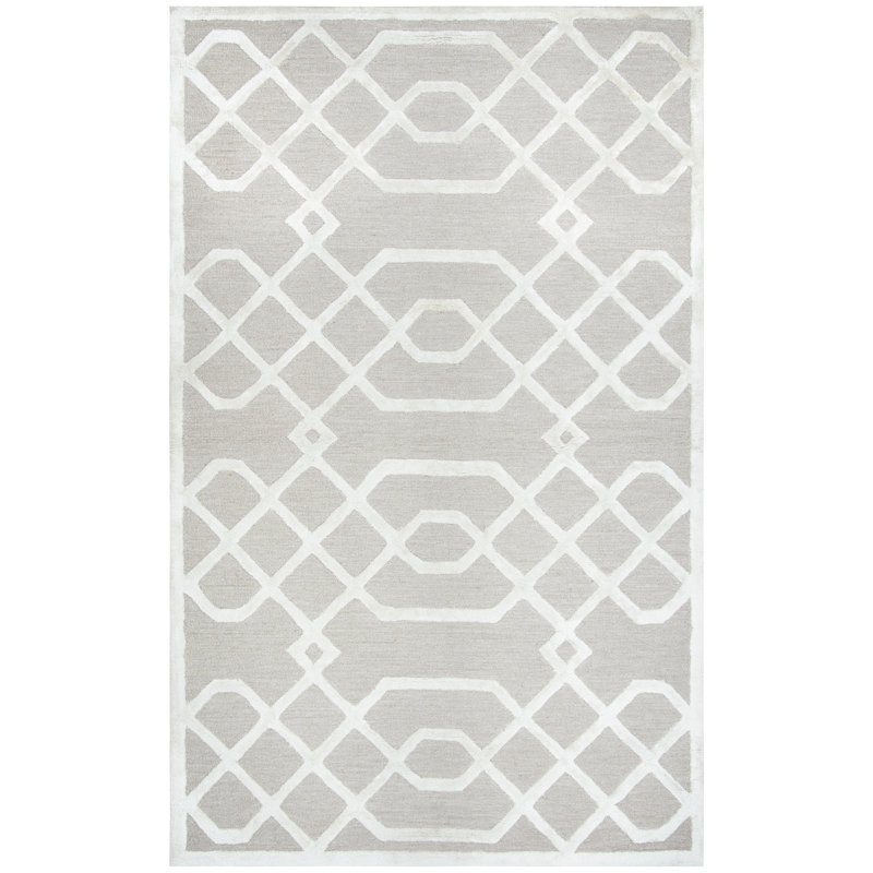 Tapis de surface beige en laine touffeté à la main Fabian, Rectangle 5 pi x 8 pi