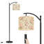 Lampe sur pied arquée avec abat-jour réglable, style floral vintage, 3 températures de couleur, intensité variable, lampe sur pied avec interrupteur au pied pour chambre à coucher