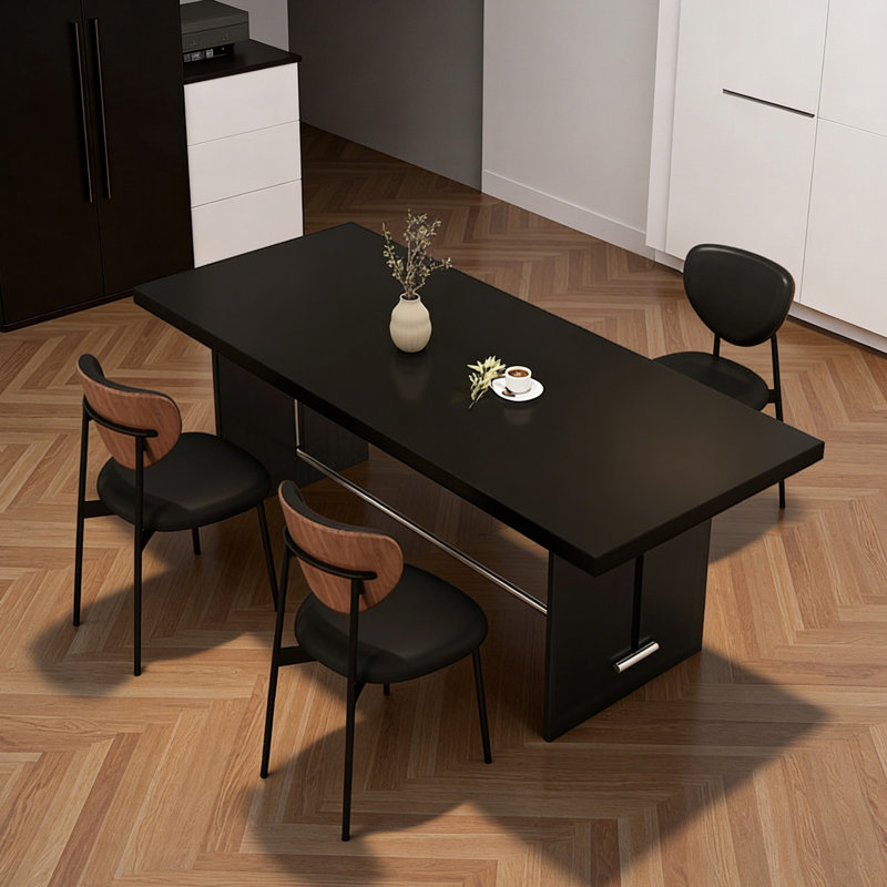 Table de salle à manger rectangulaire noire, 29.52" H x 70.86" W x 31.49" D, 7 Pieces: Table, 6 Chairs