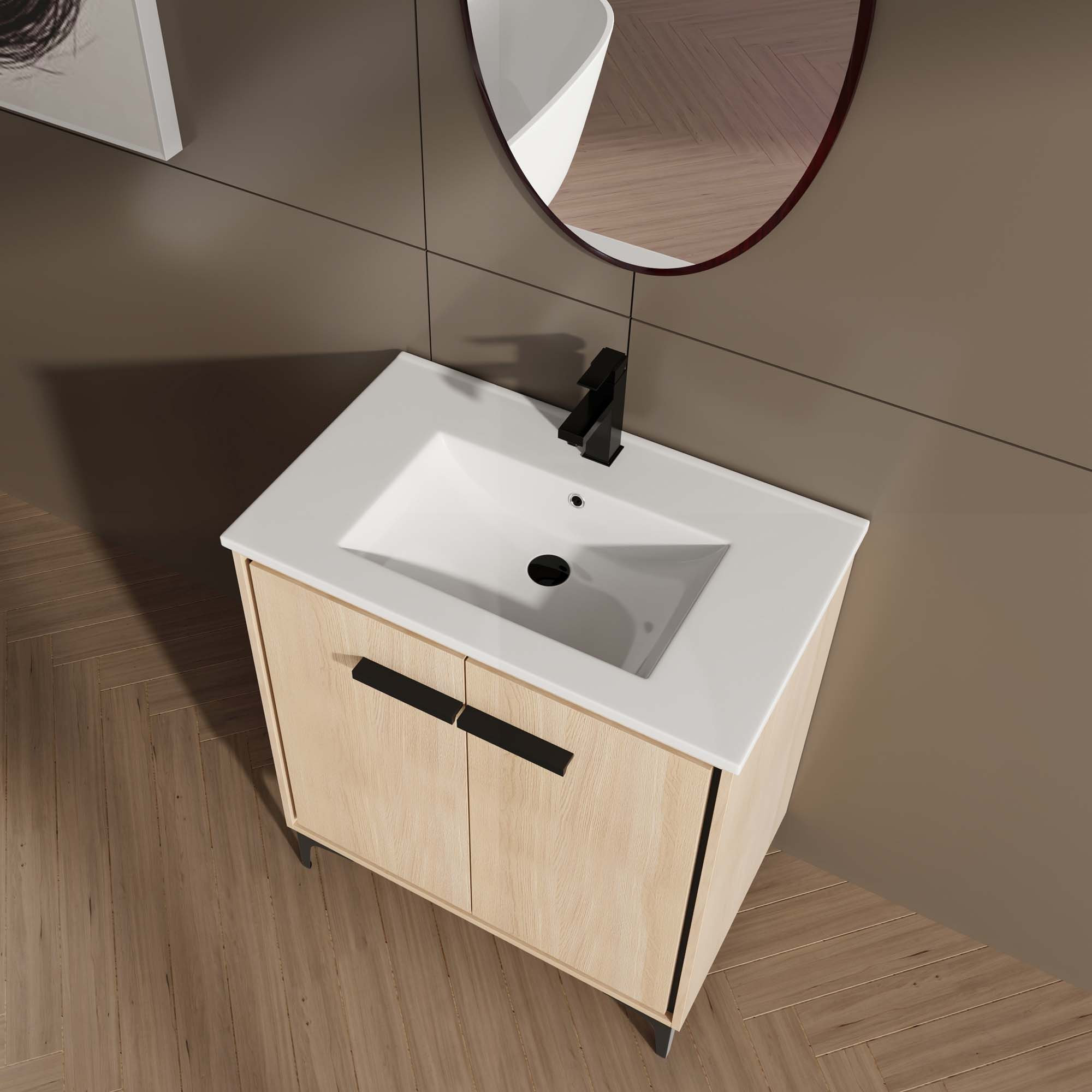 Ebern Designs Bathroom Vanity Base With Basin And 2 Doors | Wayfair