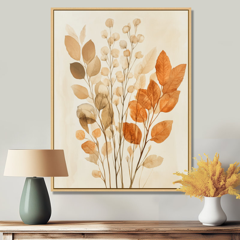 Cueillette de feuilles d'automne - Décoration murale encadrée à thème botanique, H 32 po x l 24 po, Cadre naturel flottant