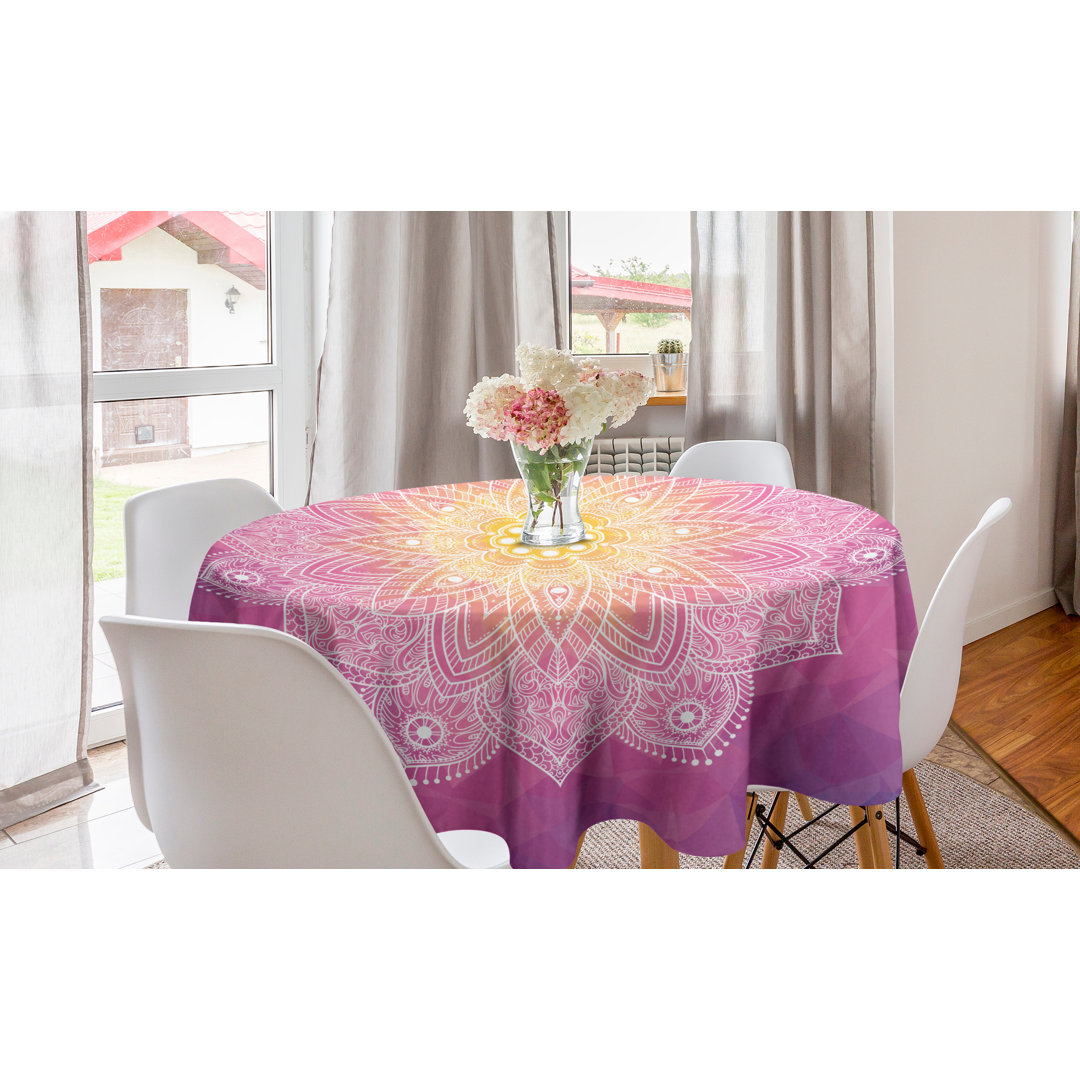 Tischdecke, Mandala Floral Art, Fuchsia Yellow