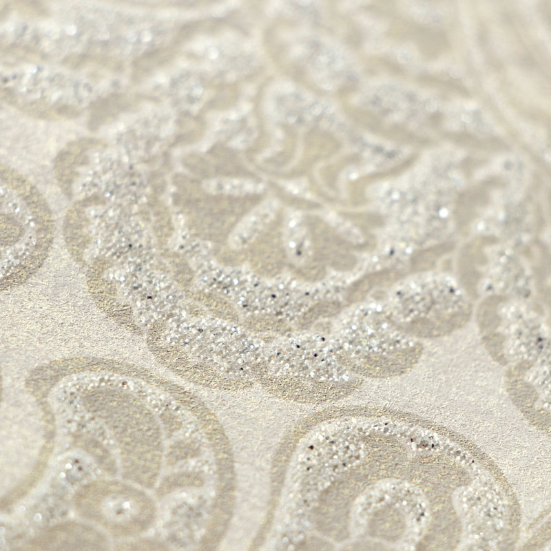 Adonea Aphrodite Glass Beads 3D Embossed 33' L x 21" W Wallpaper Roll, Cream Gold