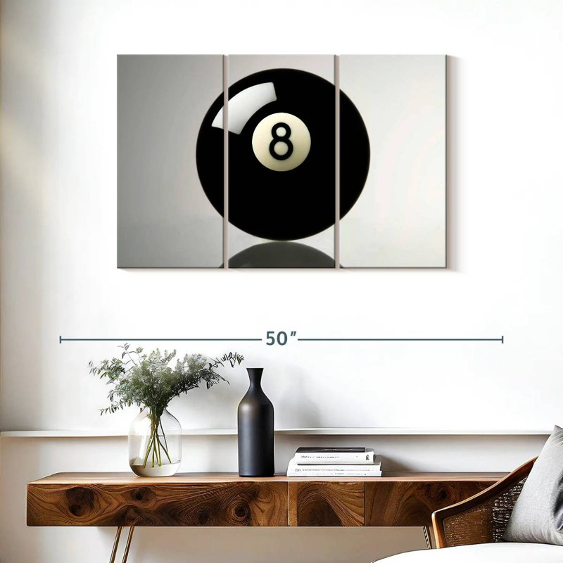 " Pool Ball " 3 - Pieces, 24" H x 38" W x 1.25" D