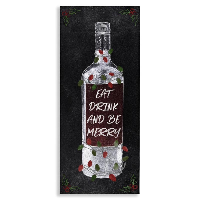 "Eat Drink Be Merry", art mural sur toile par Natalie Carpentieri, H 24 po x l 24 po