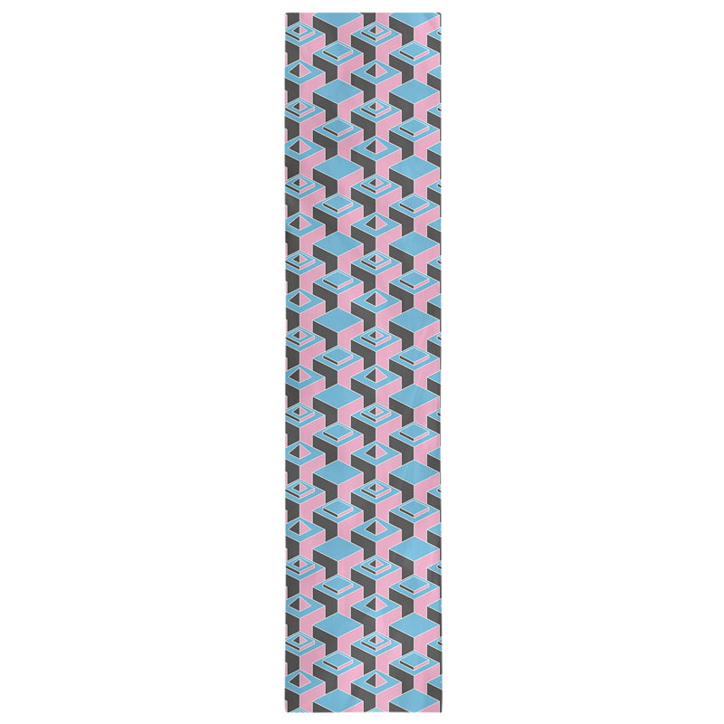 Chemin de table Classic Skyscrapers, 16 po x 72 po, Bleu sarcelle / rose clair