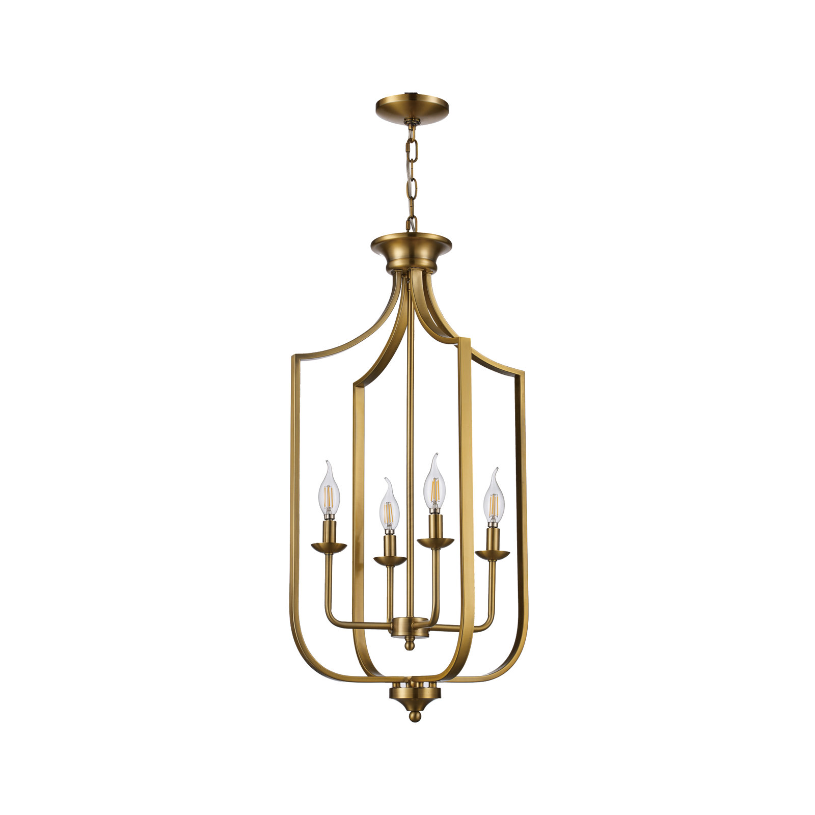 4-Light Chandelier, Large, Antique Gold