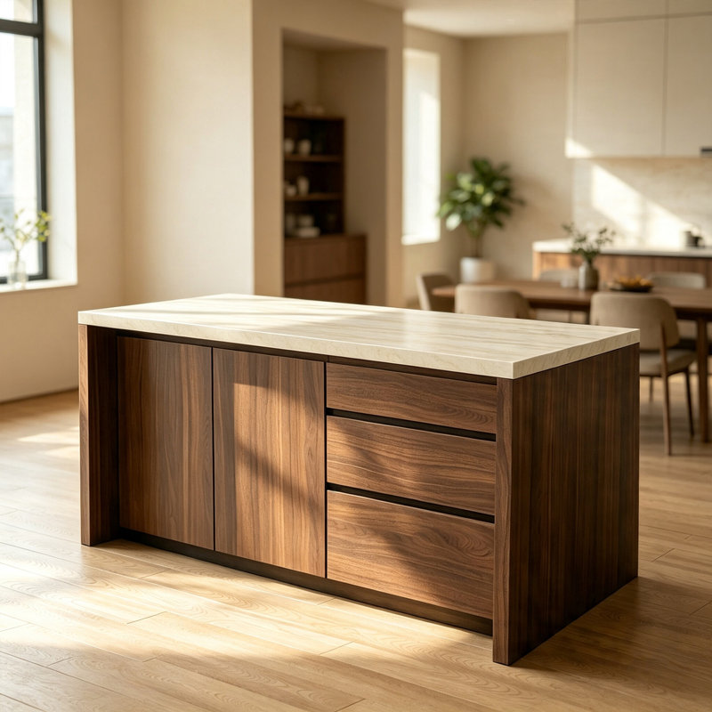 Îlot de cuisine avec armoire de rangement et tiroirs, table d'îlot de cuisine autoportante, comptoir de cuisine avec rangement, poste de préparation des aliments, pré-assemblé