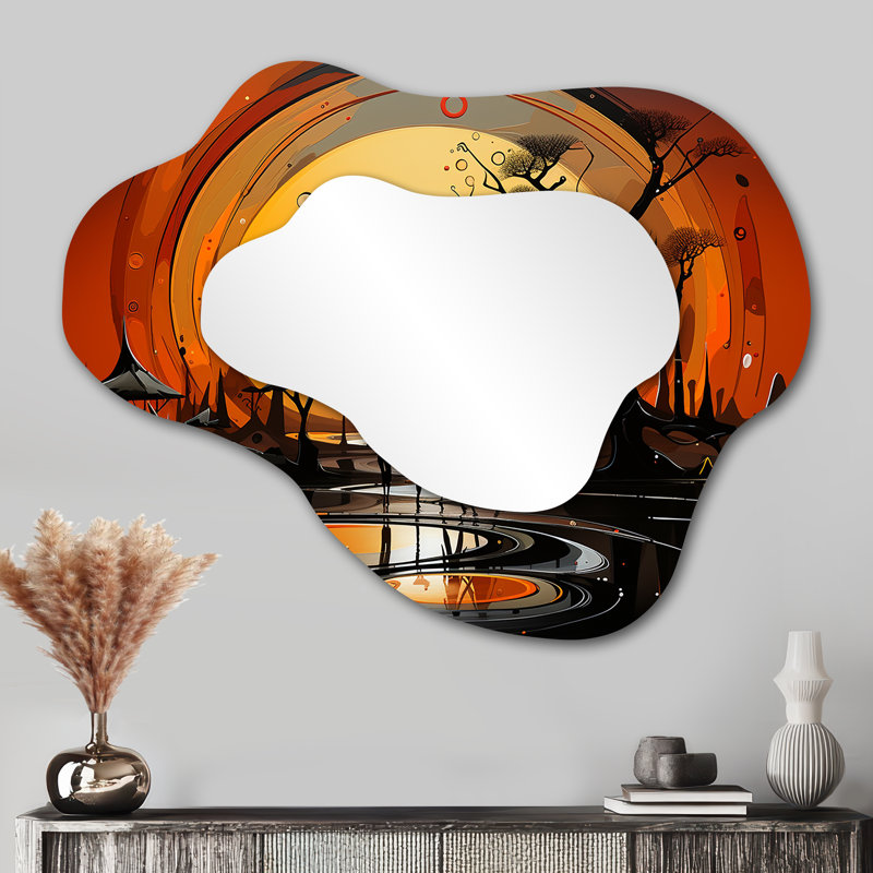 Gilliland «African Vision Unity Of Soul», miroir asymétrique Art africain, miroir mural unique nuage orange, impression sur métal