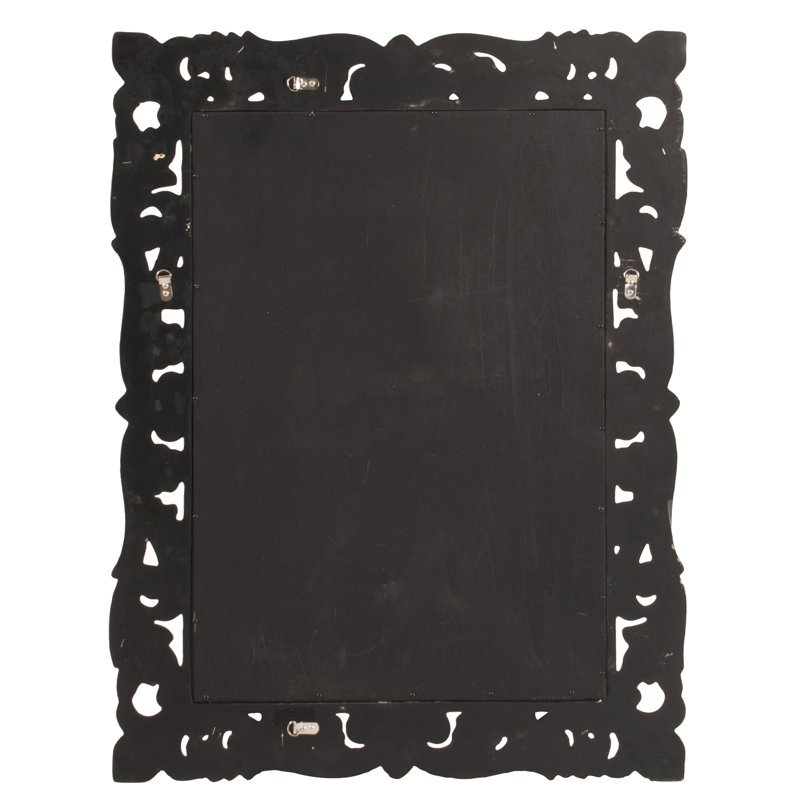 Traditional Ornate Framed Beveled Rectangular Accent Mirror, Burgundy