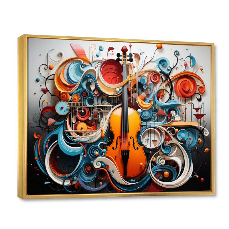 «Malisia Colorful surreal symphony II», reproduction sur toile, Cadre flottant doré, H 30 po x l 40 po x P 1,5 po