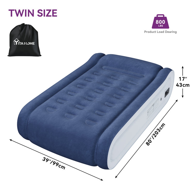 Matelas gonflable bleu Balconera avec coussin intégré, Lit simple