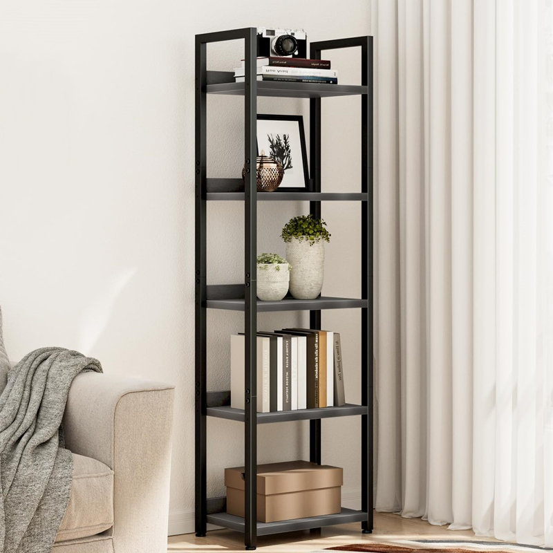 Darabont Bookcase, Black, (5 Shelves) 55.5"H x 15.5"W x 10.6"D