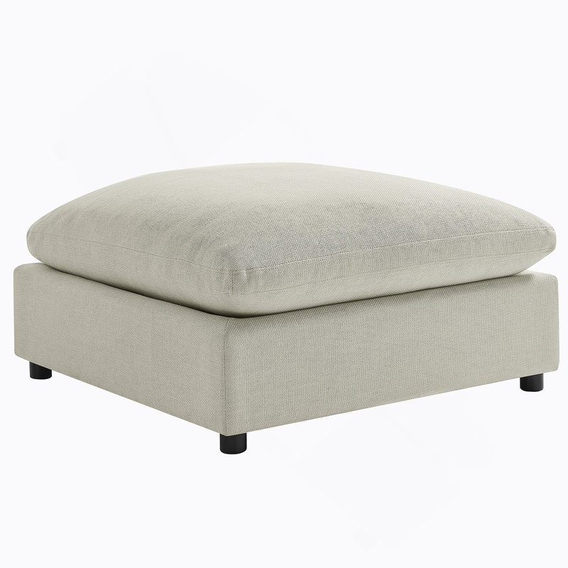 Cassandra Beige Fabric 40 In. Square Ottoman, Beige