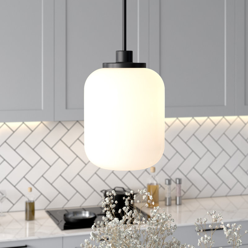Luminaire suspendu en pot 1 lumière Aleanna, Bronze noirci, Blanc