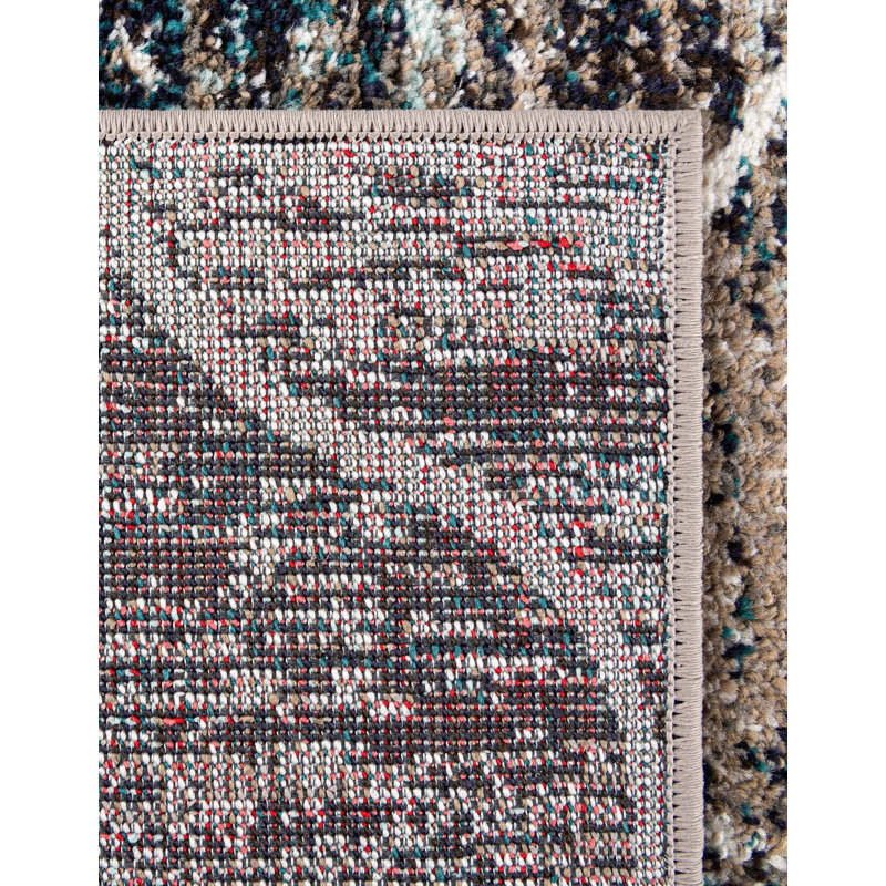 Tapis brun Riverlea, Bleu multicolore, Tapis de couloir 2 pi x 5 pi 3 po