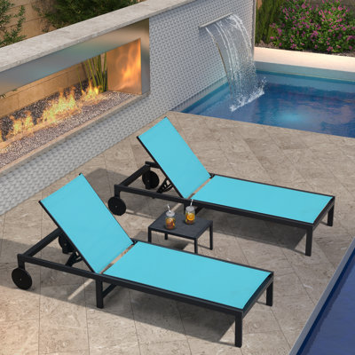 76.77'' Long Reclining Chaise Lounge Set