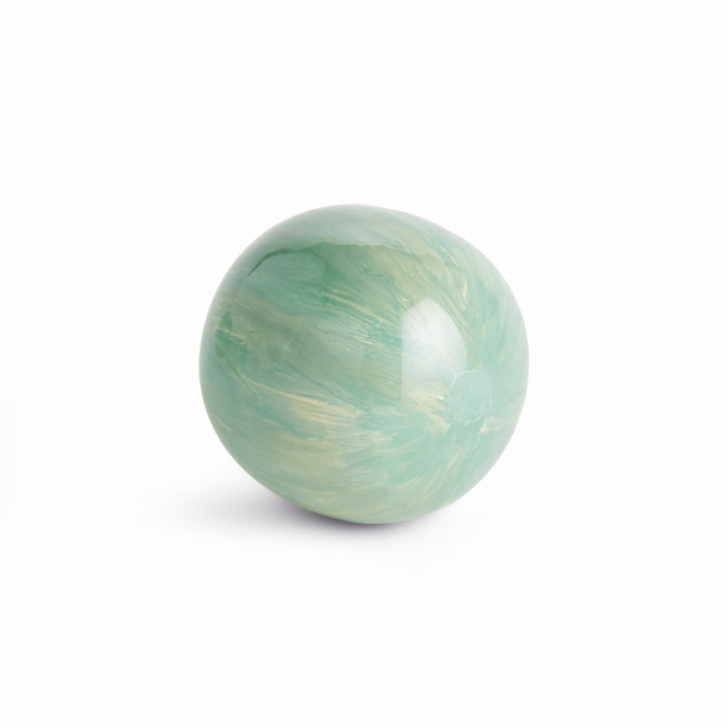 Orbis Enameled Iron Hand-Painted Orb in Icy Blue Small, 4" H x 4" W x 4" D, Icy Blue