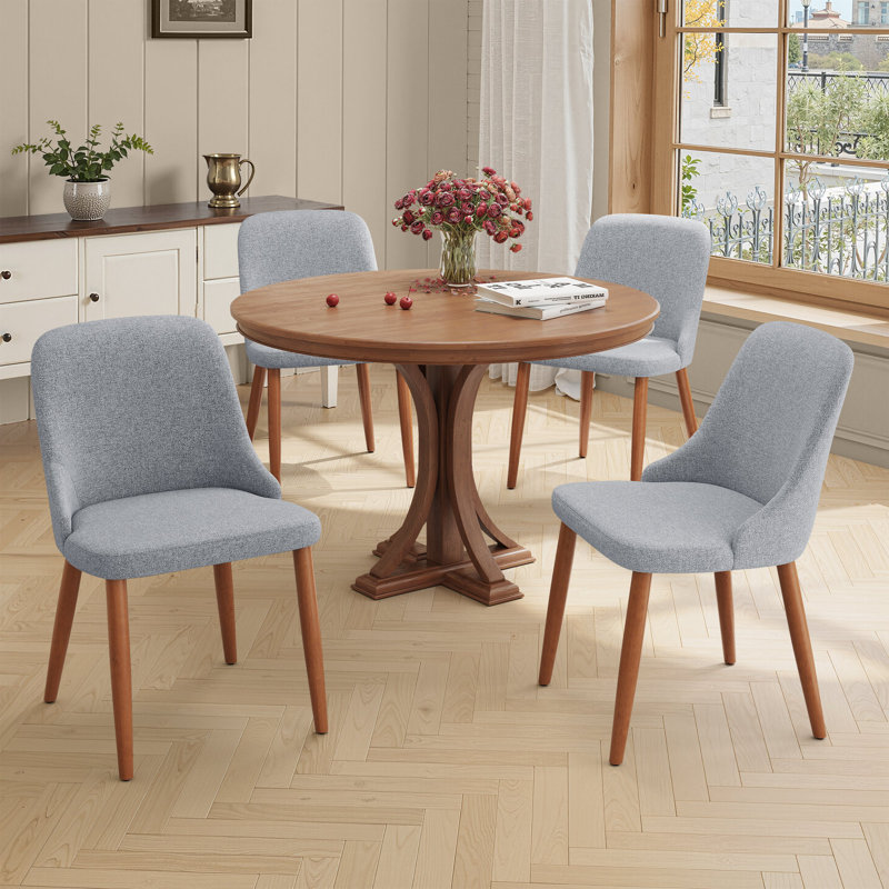 Wood Frame Upholstered Dining Chairs, Gray