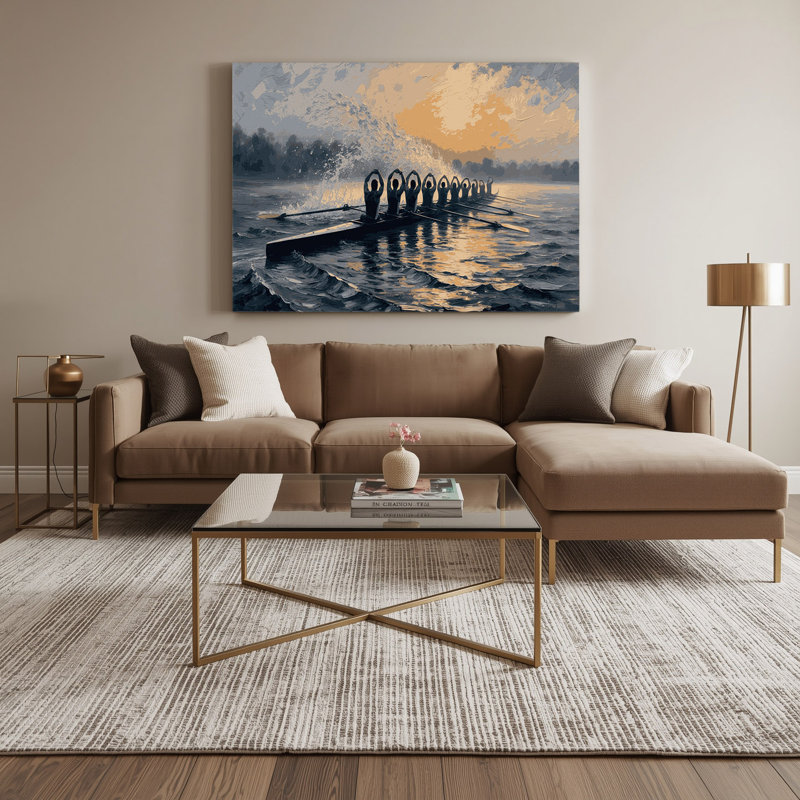 Art mural sur toile sport aviron gris, H 24 po x l 36 po