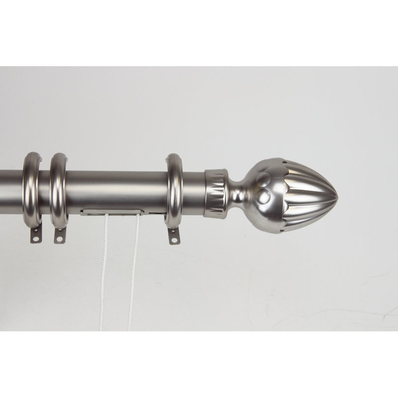 Elite Traverse Acorn Centre ouvert Rideau Rod et Set Hardware, 30" - 48" W, Nickel satiné