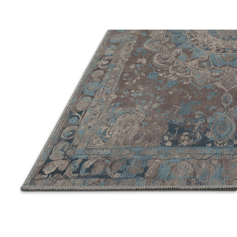 Machine Washable Gray Area Rug, Rectangle 4' x 6'