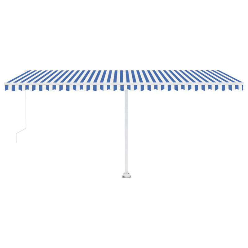 Dakota Fields 400cm W Retractable Patio Awning, Striped, Blue/White, 245cm H x 350cm W x 235.8cm D