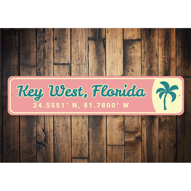 Enseigne en aluminium Key West Arrow, H 4 po x l 18 po x P 0,04 po