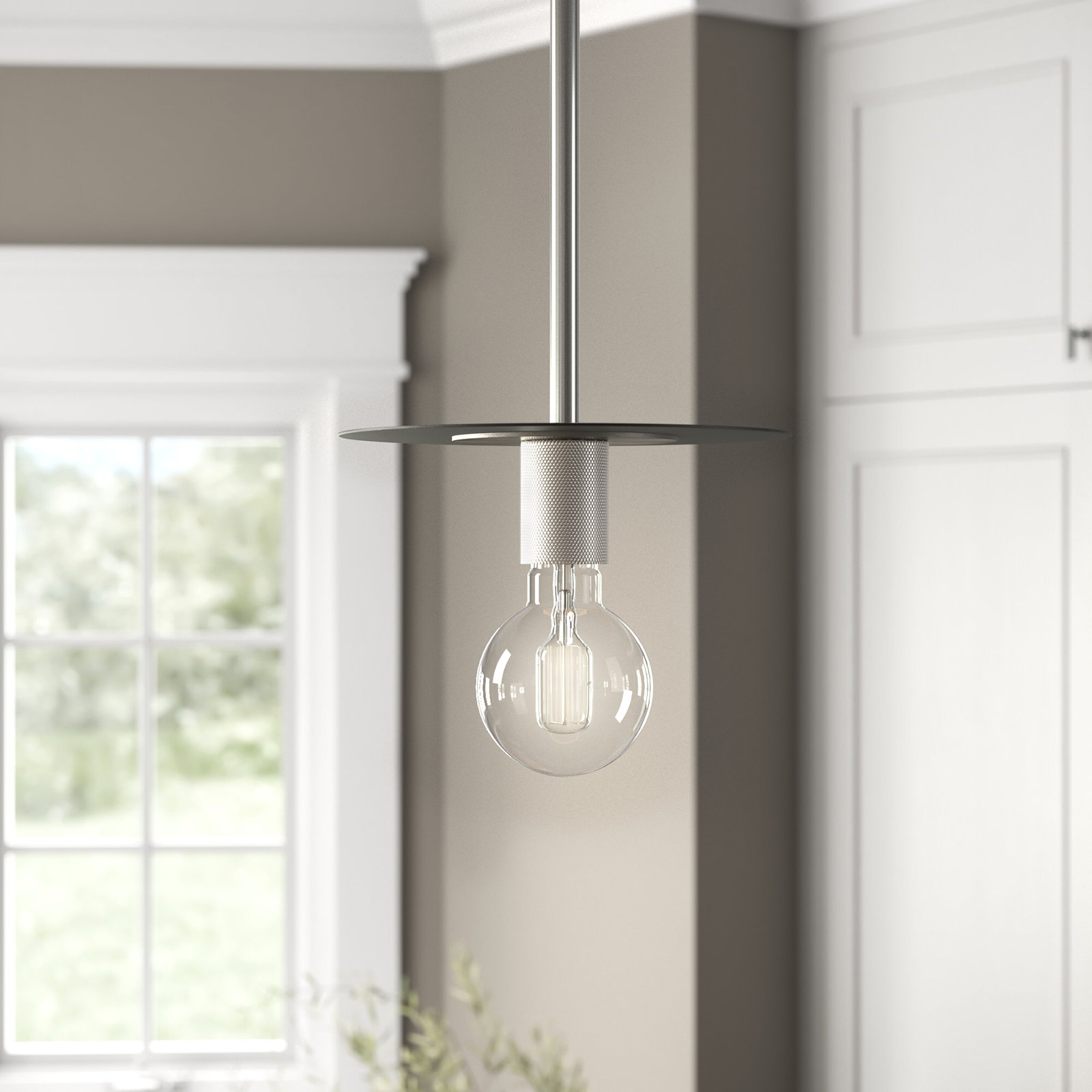 Single Light Dimmable Pendant, Brushed Nickel
