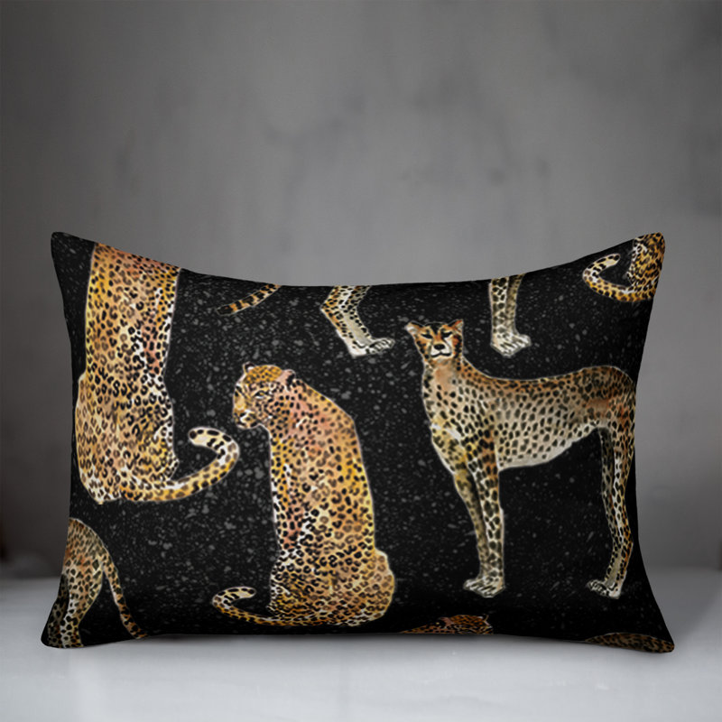 Animal Print Outdoor Reversible Throw Pillow, Black, 18" H x 25" W