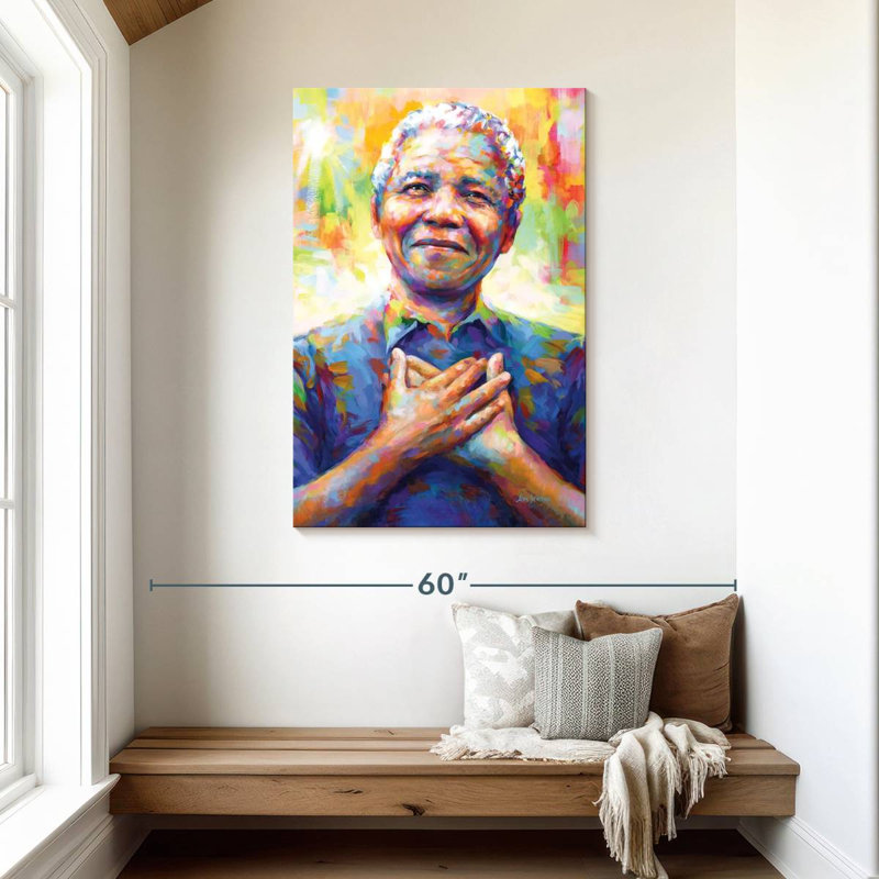 Portrait moderne de Nelson Mandela, H 45 po x l 30 po