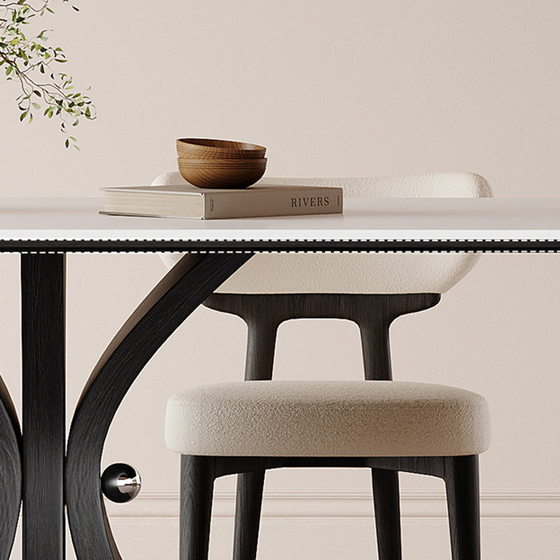 Ensemble de table de salle à manger rectangulaire haut de gamme noir, H 29,52 po x L 62,99 po x l 31,49 po