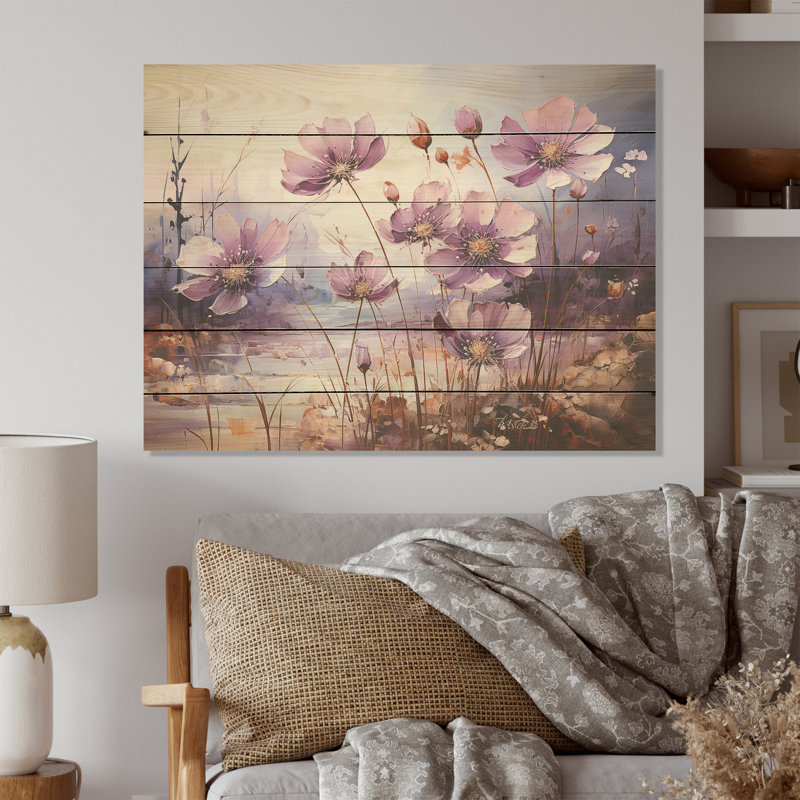 Art floral sur bois de pin, H 30 po x l 40 po