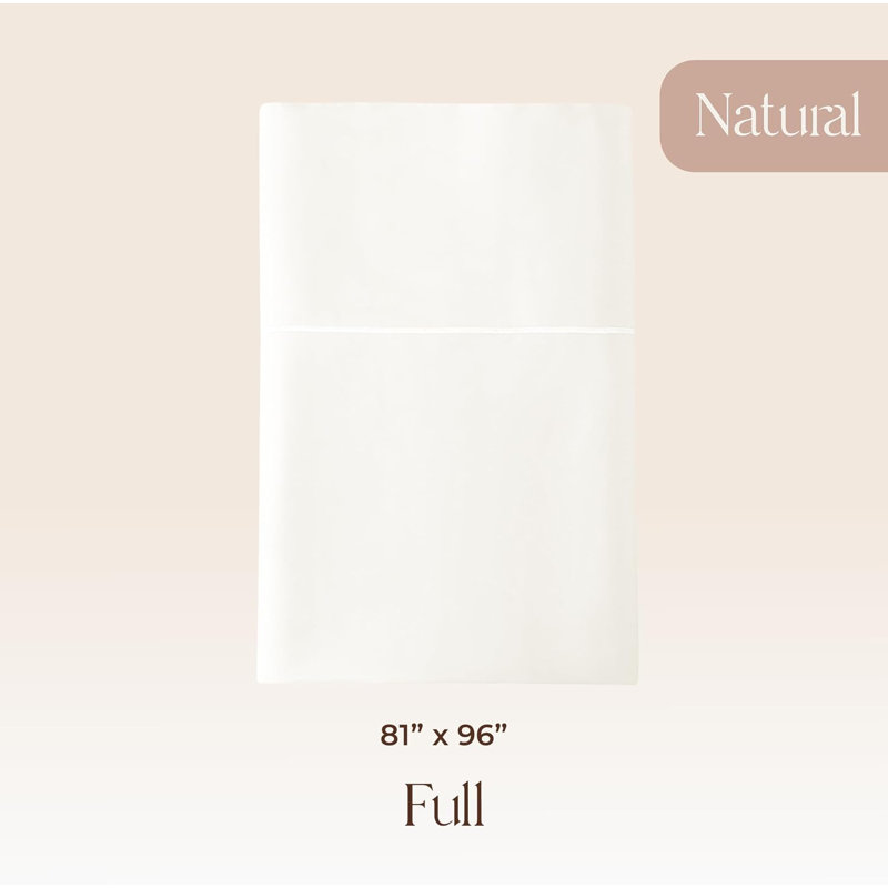 Certified Organic Full Flat Sheet Only - 100% Organic Cotton Sheets With Luxurious Soft And Breathable 500 Thread Count Sateen Weave Finish - Gots & Fairtrade Certified (Natural, Full)