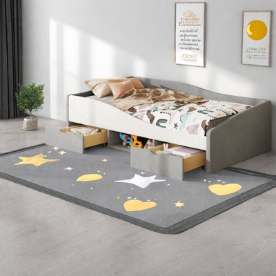 Lits avec rangement, lit de jour simple en velours aggloméré, chambre d'enfant moderne