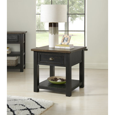 Holliman Solid Wood End Table with Storage