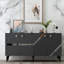 Console moderne, anthracite et argent, panneau de particules recouvert de mélamine à 100%, épaisseur: 0,7 pouce | Conception géométrique élégante, parfaite pour le salon et le vestibule, durable et élégante-182129419