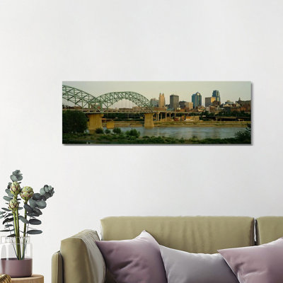 Bridge Across the River, Kansas City, Missouri, USA 1 Piece Wrapped Canvas Panoramic Wall Art