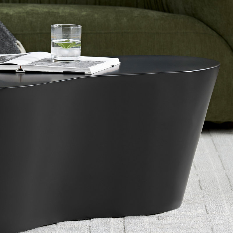 Table basse de 50 pouces de forme unique en fibre de verre robuste pour salon sans assemblage