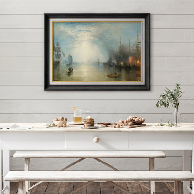 Harbor Light and Sailing Ships Artwork, Living Room Pictures, Framed Canvas Giclee Print Wall Art.