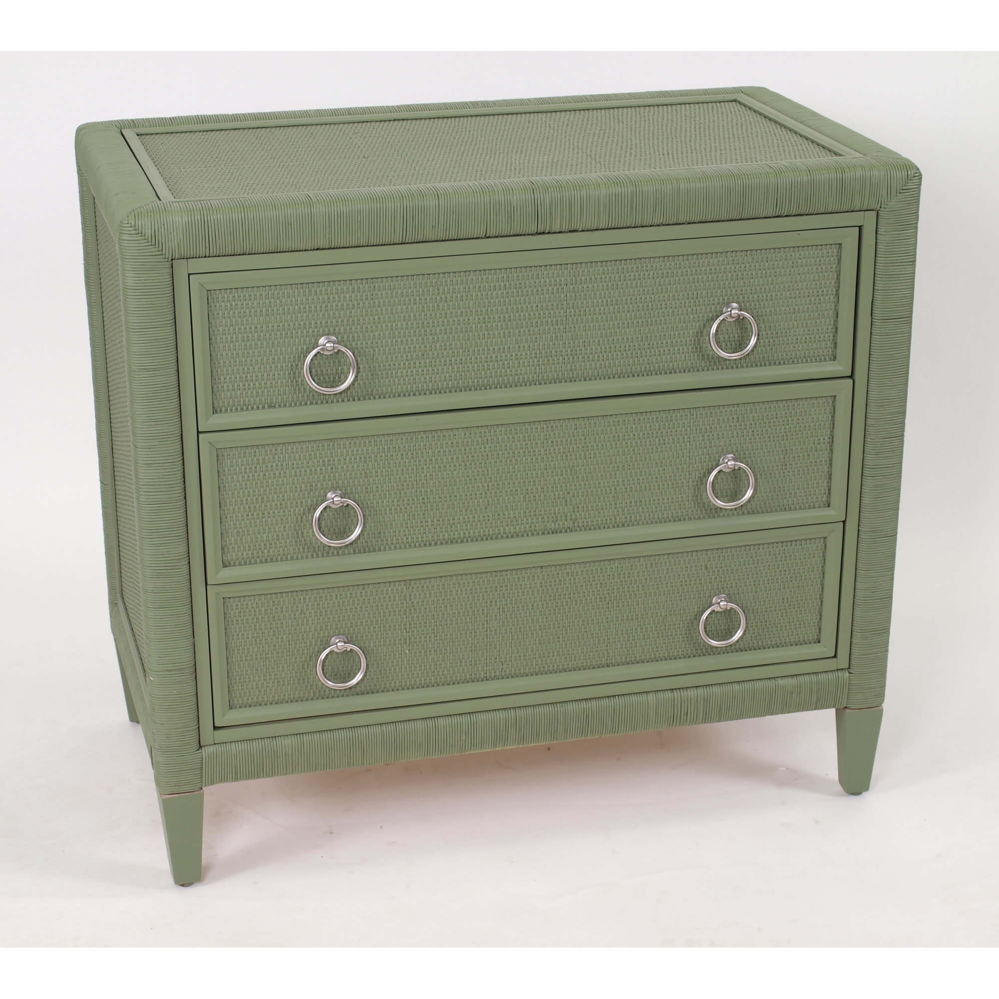 Warwick 3-Drawer Wicker Chest, Willow, Satin Nickel