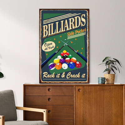 Colorful Billiard Balls On Green And Blue Background - Rack It And Crack It - 1 Piece Rectangle Graphic Art Print On Wrapped Canvas