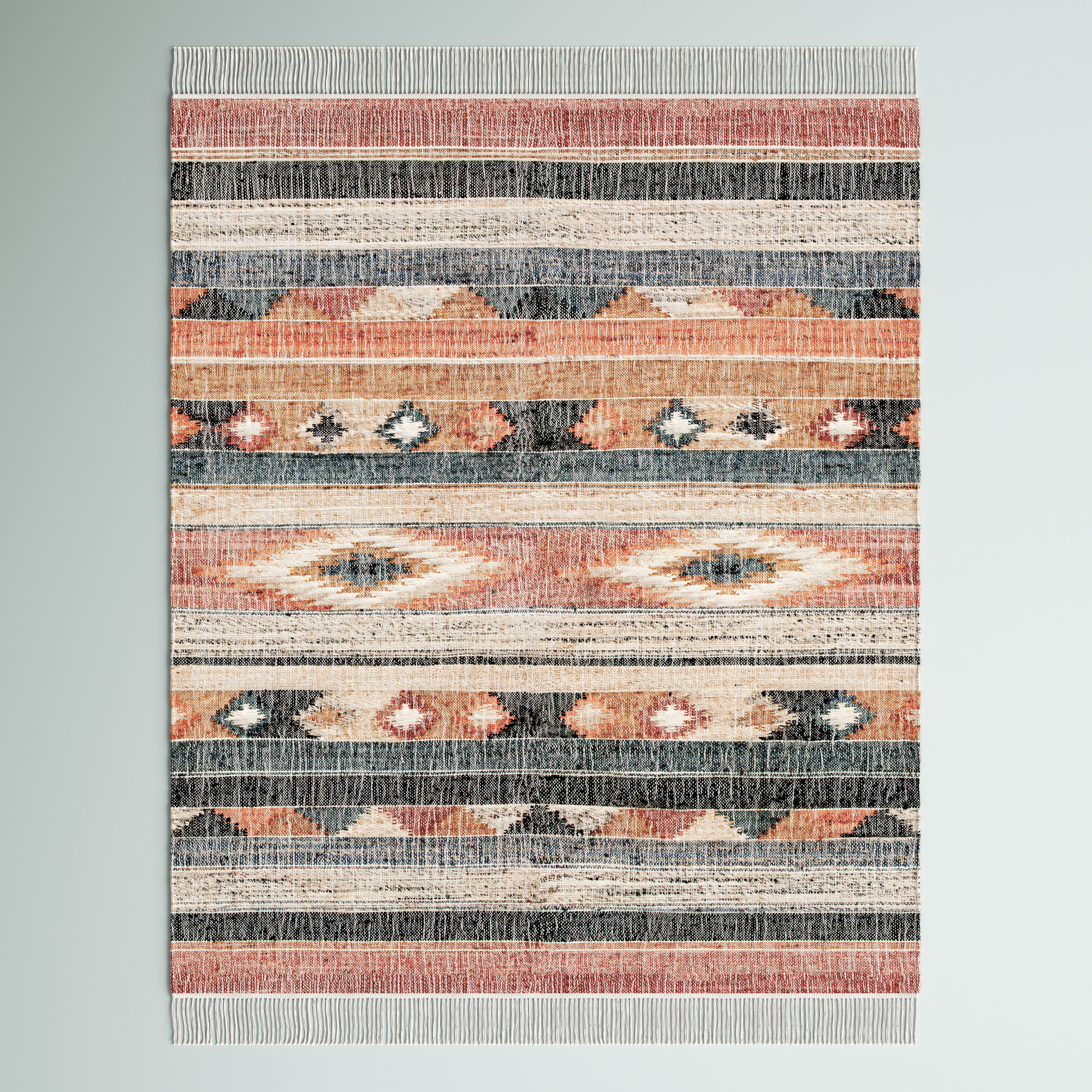 Kelly Clarkson Home Brooke Southwesten Flatweave Jute/Cotton Blue/Rust Area Rug & Reviews | Wayfair