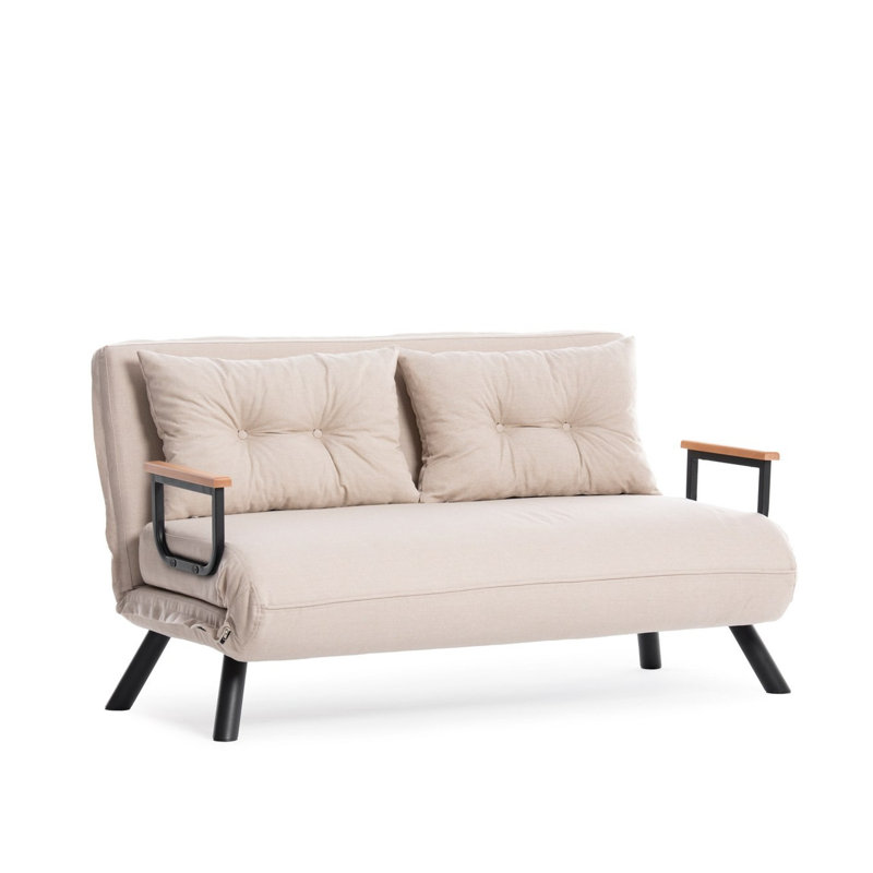 Allinson 133cm Upholstered Convertible Sofa, Cream